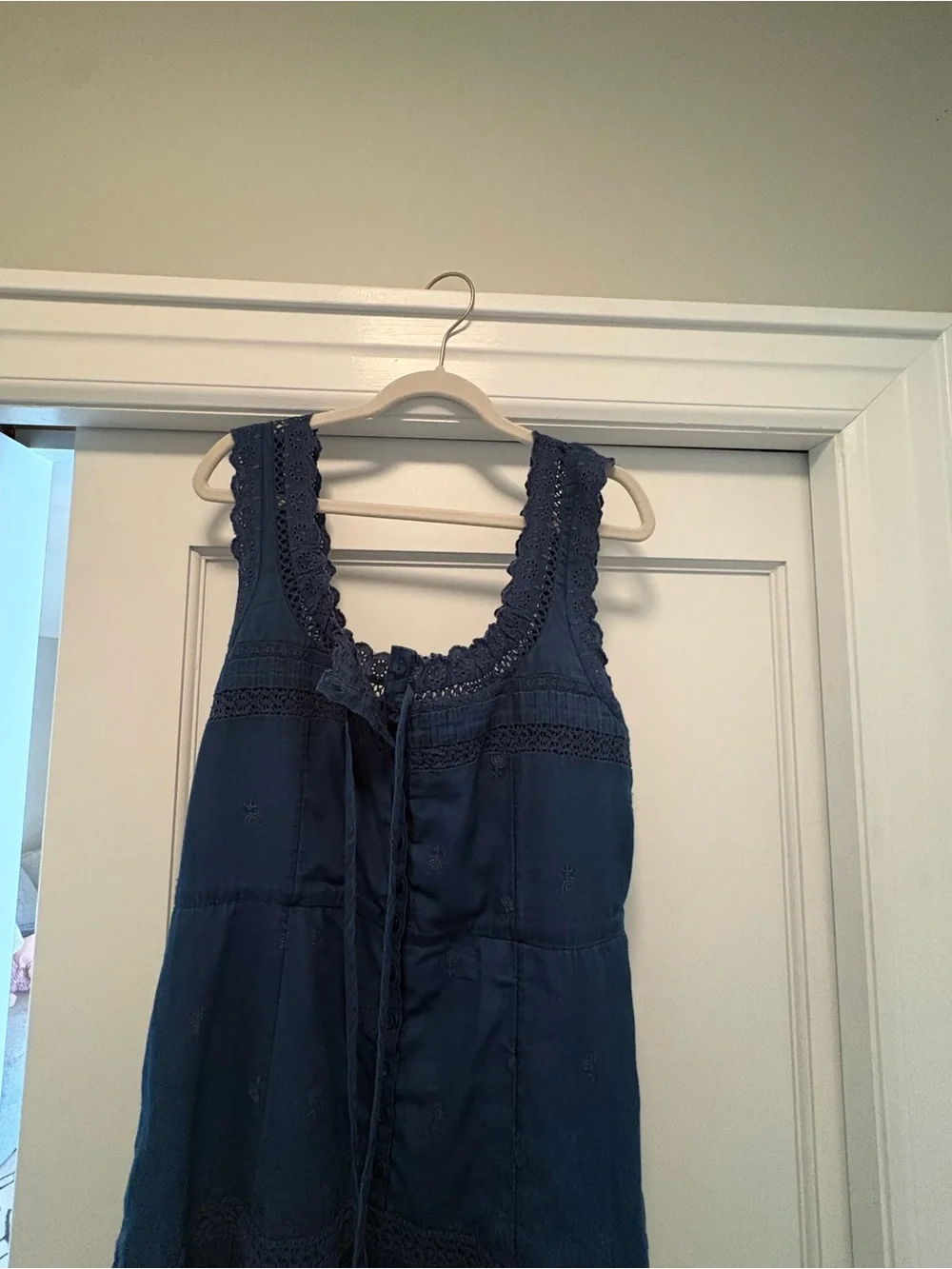 Gap Blue Tiered Lace-Trim Midi Dress - Picture 4 of 6